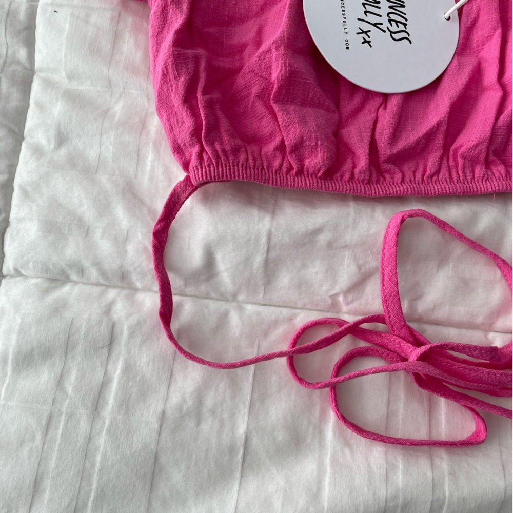 NWT Princess Polly Pink Off the Shoulder Tied Crop Top - Picture 6 of 6